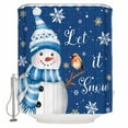 thumbnail image 2 of Navy Blue Snowman Christmas Bathroom Curtain 72 Inch Shower Curtain with Hooks, Xmas Snowflake Birds Waterproof Polyester Bath Curtain Washable Bathtub Curtain 72''x 72'', 2 of 6