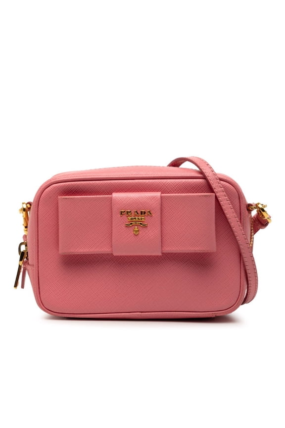 Pre-Owned Prada Ribbon Mini Shoulder Bag Pochette Pink Saffiano Leather Women's PRADA