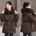 thumbnail image 2 of Breezora Women's Long Winter Puffer Coat Warm Thickened Lined Down Alternative Detachable Hooded Parka Jacket XXL Size Coffee, 2 of 9
