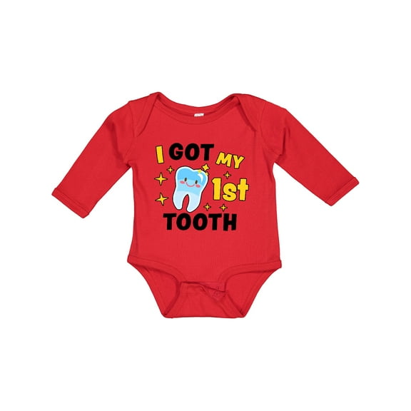 Inktastic I Got My 1st Tooth with Cute Tooth Baby Boys or Girls Long Sleeve Baby Bodysuit