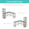 thumbnail image 3 of Best Choice Products L-Shaped Computer Corner Desk, Study Workstation w/ 5-Tier Open Storage Bookshelf - Gray/Black, 3 of 7