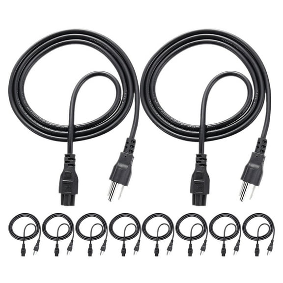 Yangbaojing TV Power Cord 5Ft, 3 Prong AC Wall Plug 3-Slot TV Universal 3 Prong Cable-10Pcs