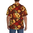 thumbnail image 3 of Sikiie Red Plaid Sunflower Men's Wrinkle Free Untucked Cuban Shirt Business Casual Button Down Shirts Short Sleeve Shirt4X-Large, 3 of 5