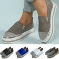 thumbnail image 6 of Lovskoo 2024 Women's Platform Sandals Large Size Flat Color-Matching Rhinestones Slip-On Loafers White, 6 of 6