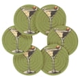 thumbnail image 7 of Yayeee 6 PCS Drink Coasters with Holder Set Woven Absorbent Round Tabletop Hot Pad, Light Black Martini, 7 of 7
