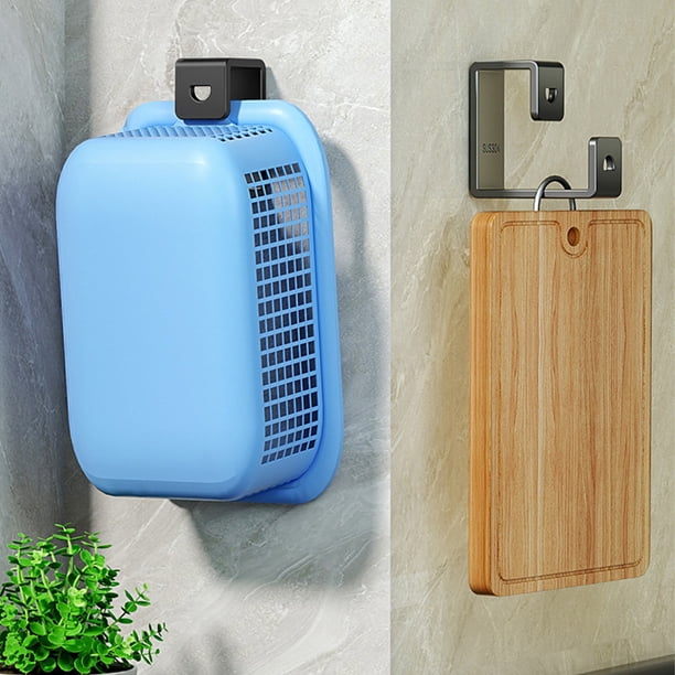 Gancho de lavabo de acero inoxidable - Estantería montada en la pared sin taladro, organizador de baño pesado y portante, gris/negro 7x7x3cm