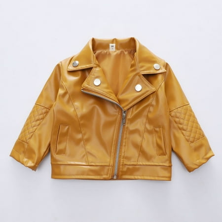 

dmqupv Short Baby Outwear Turn Down Jacket Coat Kids Autumn Winter Leather Clothes Girls Toddler Girls Boys Winter Coat Coat Yellow 12-18 Months