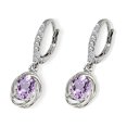 thumbnail image 3 of Amethyst & CZ 7x5mm Oval Love Knot Sterling Silver Leverback Dangle Earrings, 3 of 3