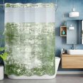 thumbnail image 6 of No Hook Shower Curtain with Snap in Liner, Vintage Green Texture Waterproof Bath Curtain Double Layers with See Through Top Window, Farm Retro Shabby Wall Art Hotel Shower Curtains 48x72in, 6 of 9