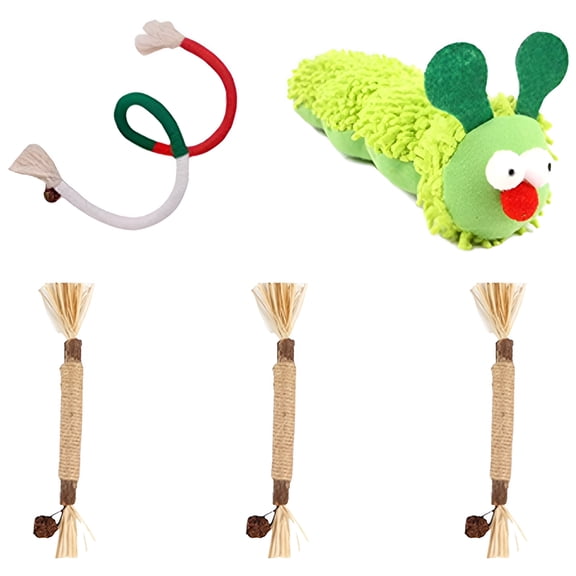 BESTSKY 5Pcs Cat Chew Toy,Bug Tail Design Cat Balls,Encourage Interactive Cat Play Cat Ball Toy,Style2