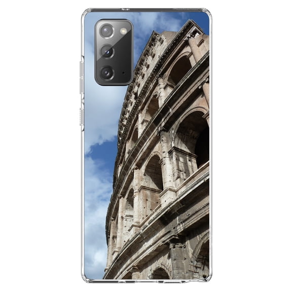 DistinctInk Clear Shockproof Hybrid Case for Galaxy Note 20 ULTRA (6.9" Screen) - TPU Bumper, Acrylic Back, Tempered Glass Screen Protector - Roman Colosseum Rome