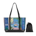 thumbnail image 7 of FORMRS Canvas Laptop Tote Bag for Women with 15.6" Computer Compartments Shoulder Handbag, Purple Window, 7 of 7