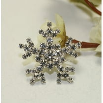 Crystal Rhinestone Snowflake Brooch Lapel Pin, Winter Snowflake Jewelry Christmas Holiday Jewelry Gift, Silver Star Brooch Pin
