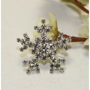 Crystal Rhinestone Snowflake Brooch Lapel Pin, Winter Snowflake Jewelry Christmas Holiday Jewelry Gift, Silver Star Brooch Pin