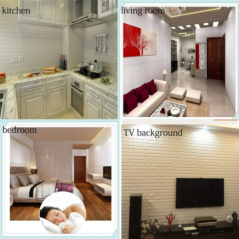White Brick 3D Wall Panels Peel and Stick Wallpaper for Living Room Bedroom Kitchen TV Walls/Sofa Background Wall Decoration White Brick 3D Wall Panels Peel and Stick Wallpaper for Living Room Bedroom Kitchen TV Walls/Sofa Background Wall Decoration