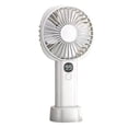 thumbnail image 1 of Ventilador portátil de mano USB recargable con batería de 5 velocidades Mini ventilador de mano silencioso con pantalla de alimentación blanco, 1 of 10