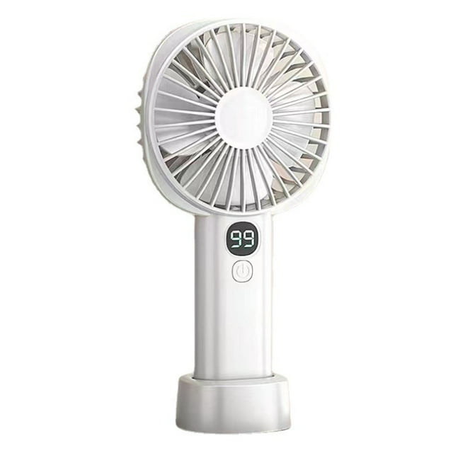 Ventilador portátil de mano USB recargable con batería de 5 velocidades Mini ventilador de mano silencioso con pantalla de alimentación blanco