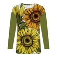 thumbnail image 4 of USSUMA Plus Womens Tops Dressy Casual Cute Graphic Loose Round Neck Women's Tunics Sunflower Print Basic Tee T Shirts for Women 3/4 Sleeve Summer Blouses Trendy, 4 of 5