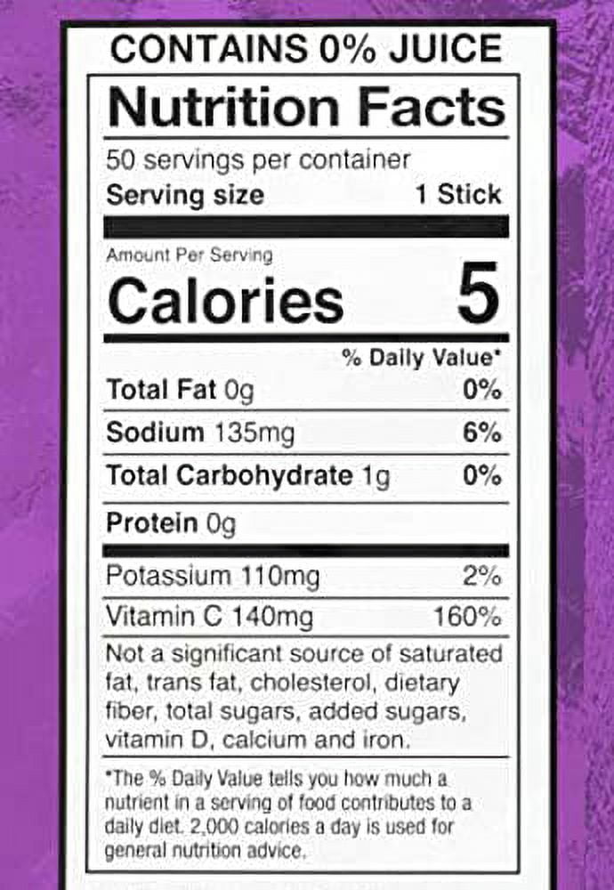 Sqwincher Zero Qwik Stik, Sugar Free, Low Calorie, Low Sodium Electrolyte Powder Hydration Drink Mix, Grape, .11 0z Packet (Pack of 50)