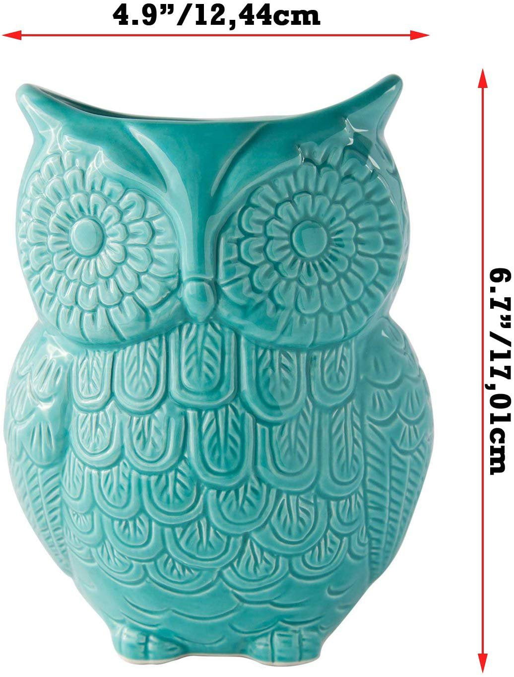 Comfify Owl Utensil Holder Decorative Ceramic Cookware Crock & Organizer in Lovely Aqua Blue Color 5” x 7” x 4” Size Utensil Caddy and Perfect Kitchen Ceramic Décor Gift 