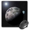 3dRose Moon Dance solar system scene of planet Earth and moon dancing in space orbit, Mouse Pad, 8 by 8 inches