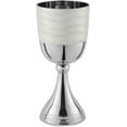 thumbnail image 4 of Zion Judaica Luxurious Passover Kiddush Cup Set in Gift Box Polished Nickel Plated Elegant White Enamel Wine Goblet 5.75" Wine Cup with Matching Tray Stunning Décor for Seder, Shabbos, Yom Tov, 4 of 5