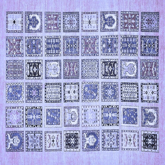 Ahgly Company Machine Washable Indoor Square Abstract Blue Modern Area Rugs, 7' Square