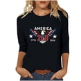 thumbnail image 3 of Lazyguy 1776-2026 America 250th Anniversary Tops Women Graphic Printed Casual Pullover Round Neck 3/4 Sleeves Blouses T-Shirts for Party Festival S-4XL Black, 3 of 9