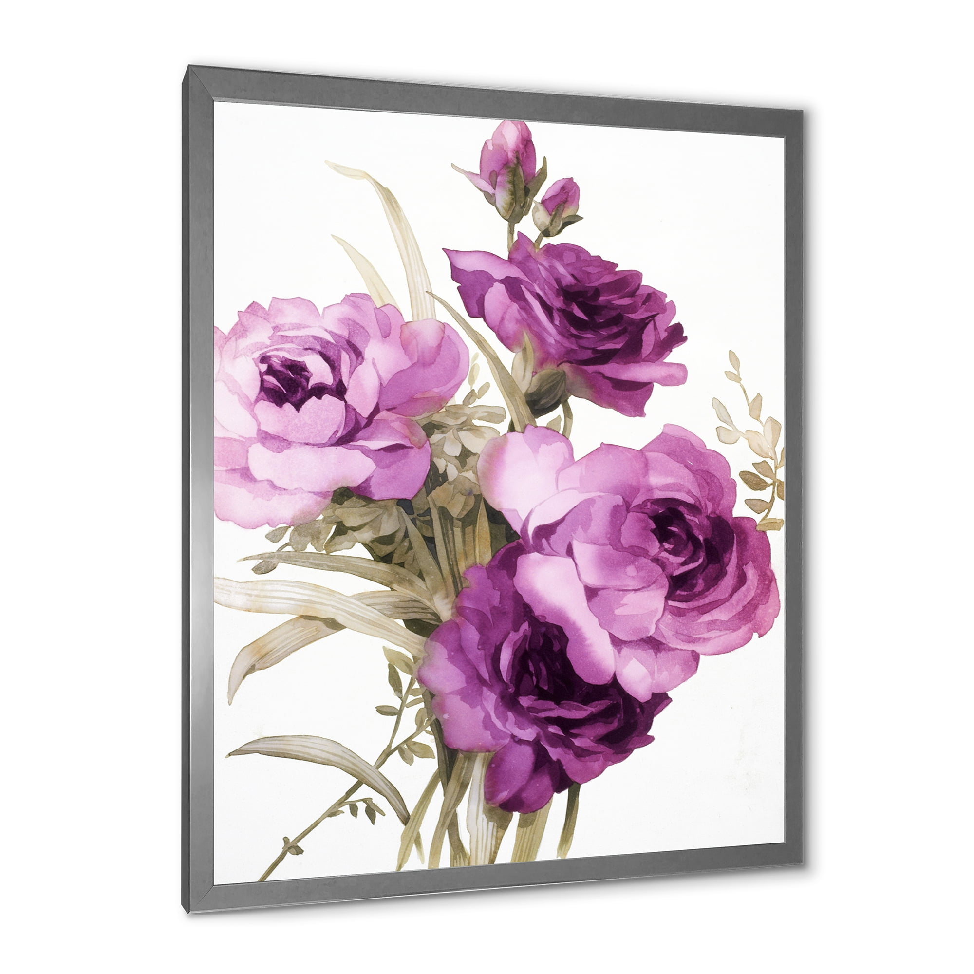 Designart 'Bouquet of Dark Pink Roses' Traditional Framed Art Print