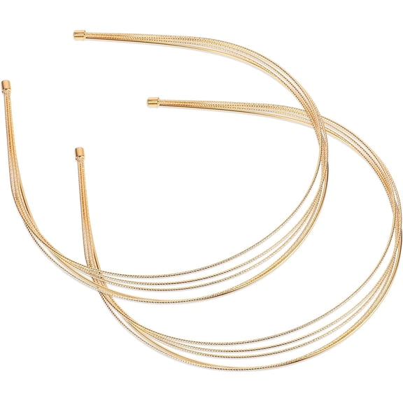 2 Pcs Gold Headband for Women, Gold Headpiece Multi Layers Hairbands Thin Metal Hair Band, Elegant Hair Hoop Headpiece for Women Girls Bridal Hair Styling Accessories