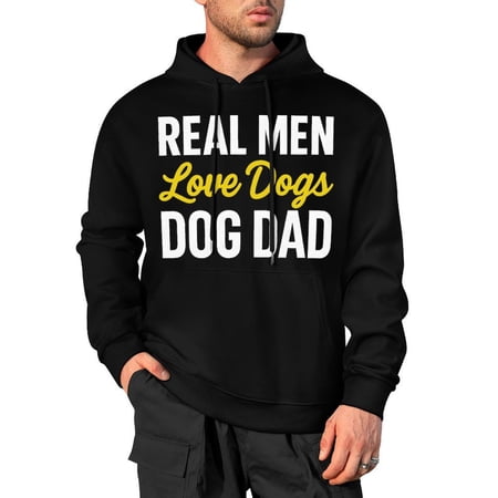 Dog Dad Mens Casual Cotton Hooded Collar Drawstring Hoodies Pullover Sweatshirts X-Large