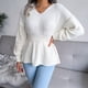 thumbnail image 2 of Lantern Sleeve Tight Waist Sweater, Skin Friendly Women Autumn Winter Knitted Sweater For Home, 2 of 8