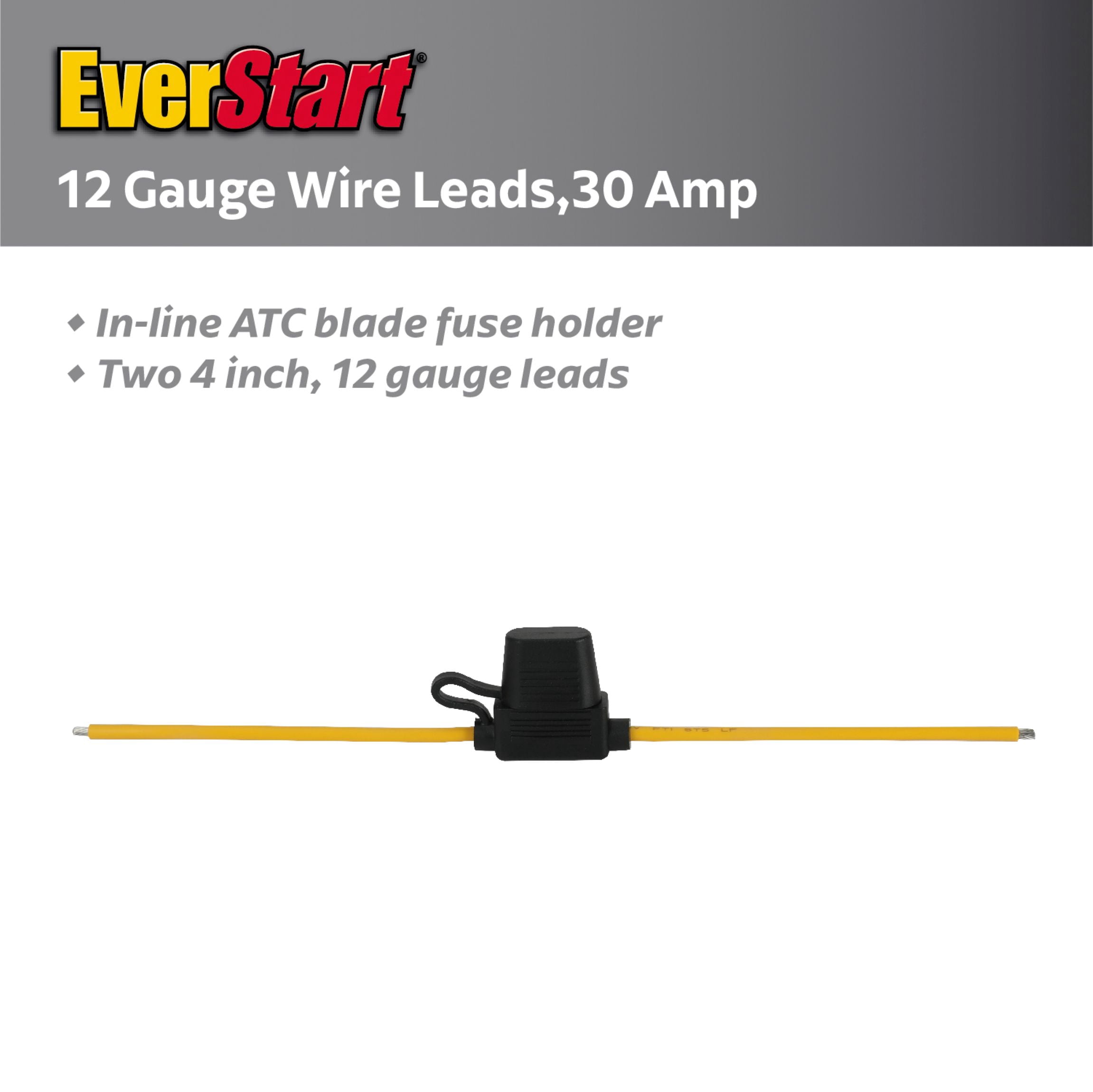 EverStart 12-Gauge Inline Fuse Holder for ATC/ATO Blade Fuses, 30A, Automotive and Marine Use