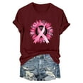 thumbnail image 4 of Nnhblu Breast Cancer Shirt Women Pink Ribbon T-Shirts Cancer Fighter Sunflower Graphic Tee Short Sleeve Tops S, 4 of 4