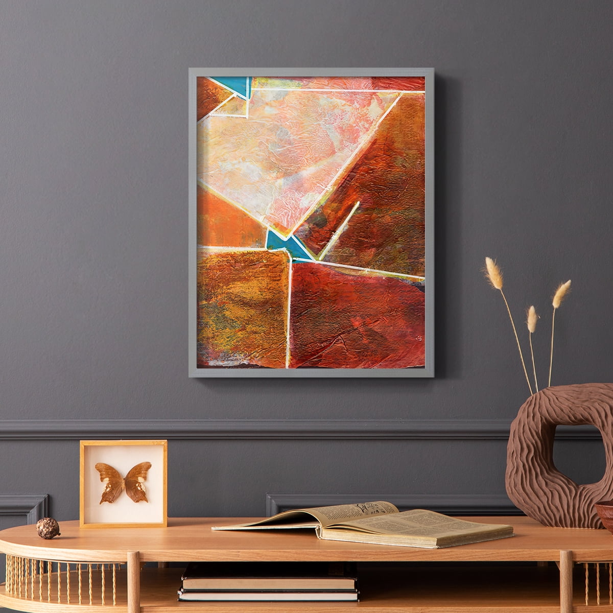 Primary Connection VIII Framed Print in Gray Solid Wood Framed Print No Nail Hanging