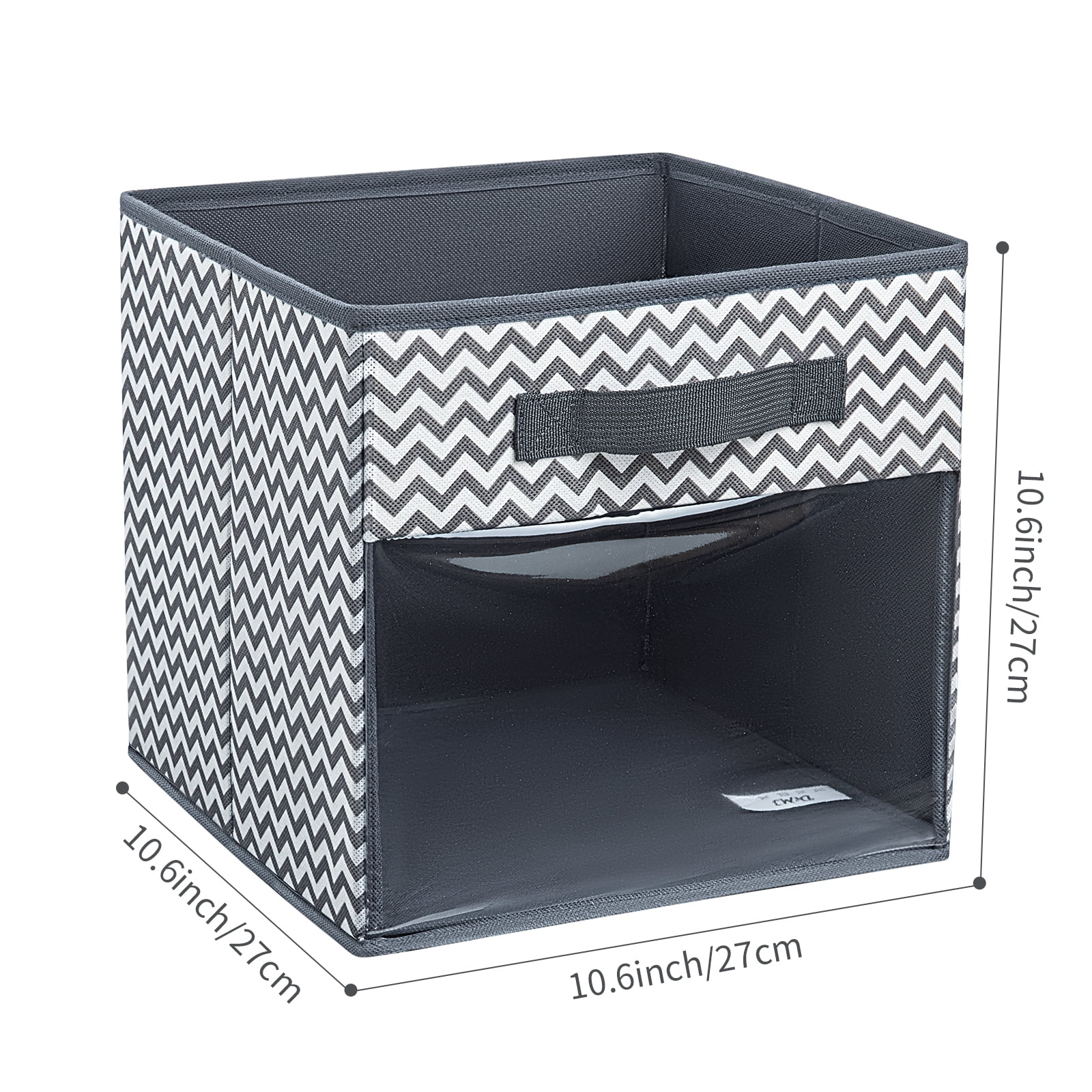 DIMJ Cube Storage Bins, 3 Pcs 11 inch Foldable Fabric Storage Bin Organizer with Clear Window for Bedroom Kids Room Wardrobe Closet Shelves, Home