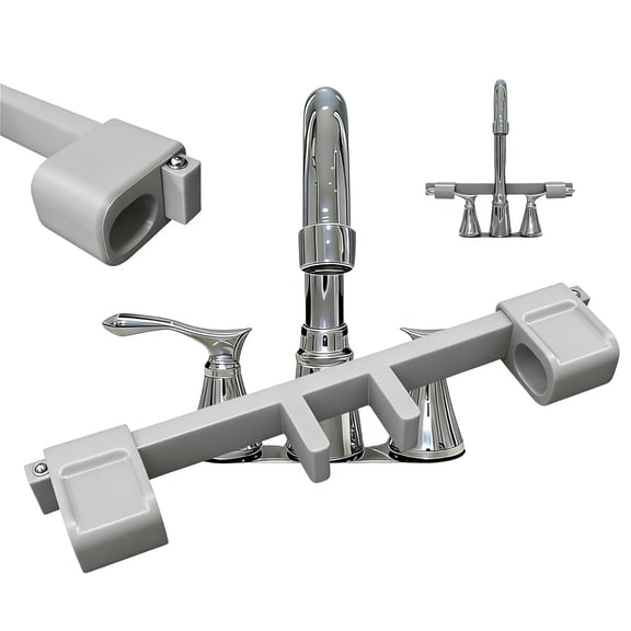 Universal Faucet Handle Lock for Double Sinks, Safety Guard with Central Pipe Fixation, Anti-Slip Kitchen Bathroom Stopper, Prevent Flooding