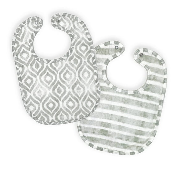 Baby Muslin Bibs, 2 Pack, Gray