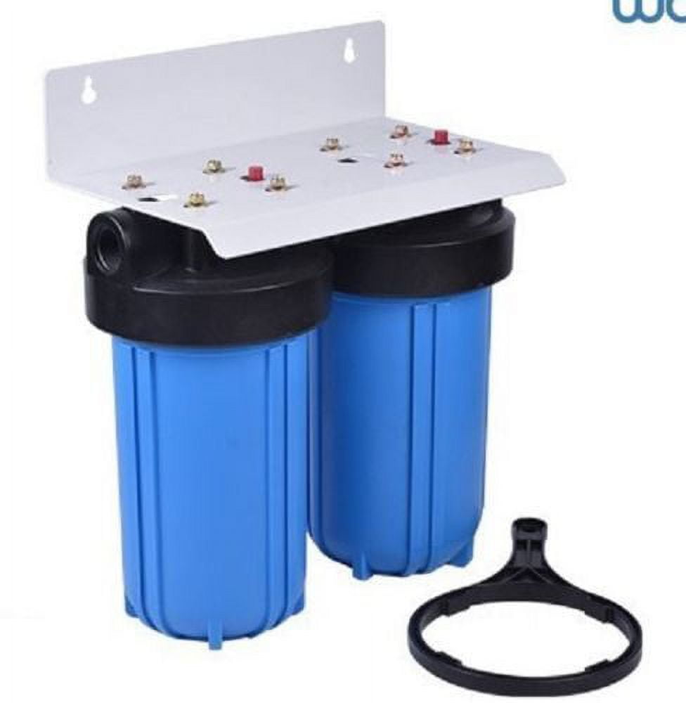 Dual Big Blue Water Filter System + Bracket (10"x4.5") - 1" Ports