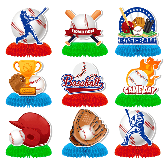 Baseball Honeycomb Centerpiece, Baseball Party Table Decorations, Baseball Birthday Party for Baseball Theme Parties and Birthdays with Honeycomb Design