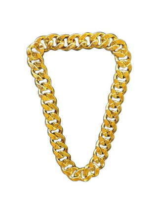 Skeleteen Rapper Gold Chain Accessory - 90s Hip Hop Fake Gold