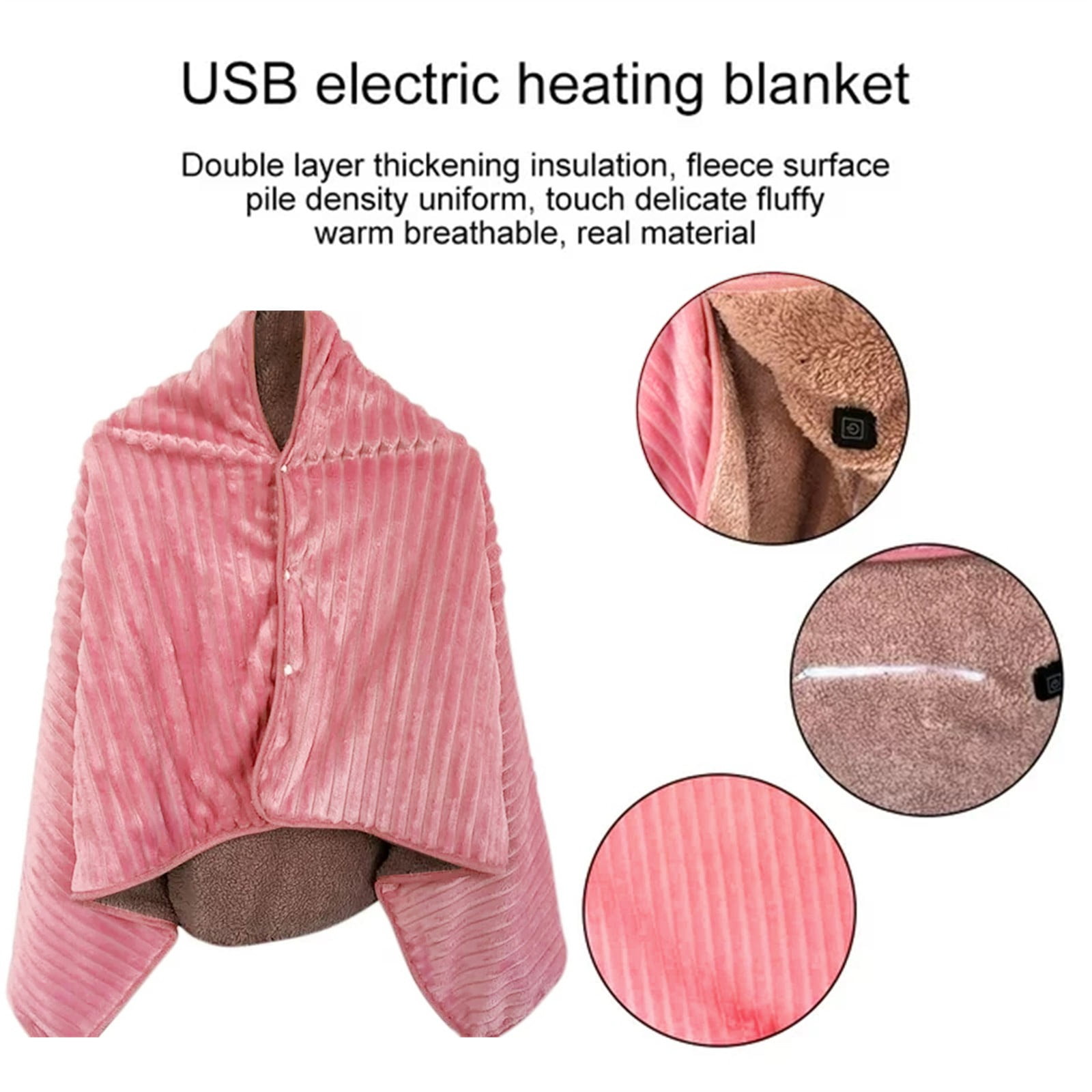 Warm Blanket Wearable Usb Blanket Warm Heated Shawl for Home Back Knee Warmer Red