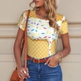 thumbnail image 6 of Disketp White Ice Cream for Women's Short-Sleeved Onesie Fit Top T-Shirt Round Neck Basic Casual T-shirt Bodysuits-Small, 6 of 7