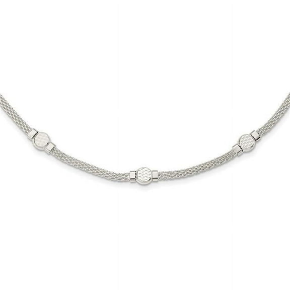 Finest Gold Sterling Silver Mesh Fancy 18 in. Necklace