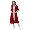 thumbnail image 3 of Women Zipper Robe, PUTUO Robes for Women, Soft Robe with Pockets Nightgown 3/4 Sleeves Zipper Front Womens Robes Lightweight Housecoat, 3 of 6