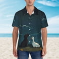 thumbnail image 2 of Fotbe Farm Dog Duck Moonlight Hawaiian Shirt for Men Unisex Summer Beach Casual Short Sleeve Cotton Linen Button Down Shirts-Small, 2 of 5