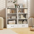 thumbnail image 2 of 4-Tier Bookcase with Drawer, Wooden Cube Storage Organizer, Modern Display Shelf, Small Bookshelf for Small Spaces, 42.5" Tall Book Shelf for Classroom, 's Room, Bedroom (White), 2 of 8