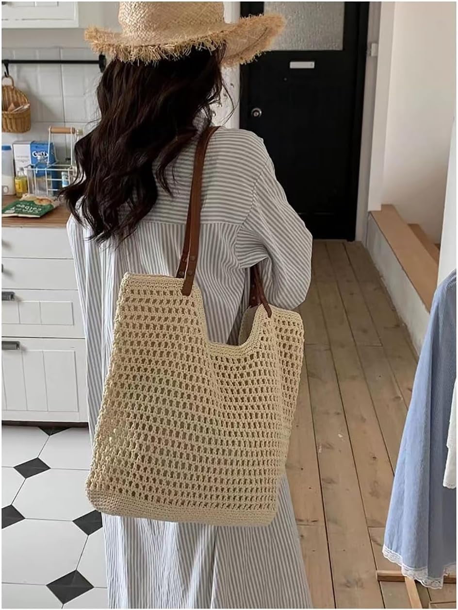 CoCoMangos Crochet Bags for Women Summer Beach Mesh Tote Bag Aesthetic Shoulder Bag Grunge Hippie Knitted Boho Bag
