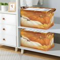 thumbnail image 6 of 2pcs Foldable Iron Frame Storage Basket Open Basket Bins Versatile Organizer for Laundry Bathroom Closet 16.9” x 11.4” x 10” Pumpkins and Leaves, 6 of 7