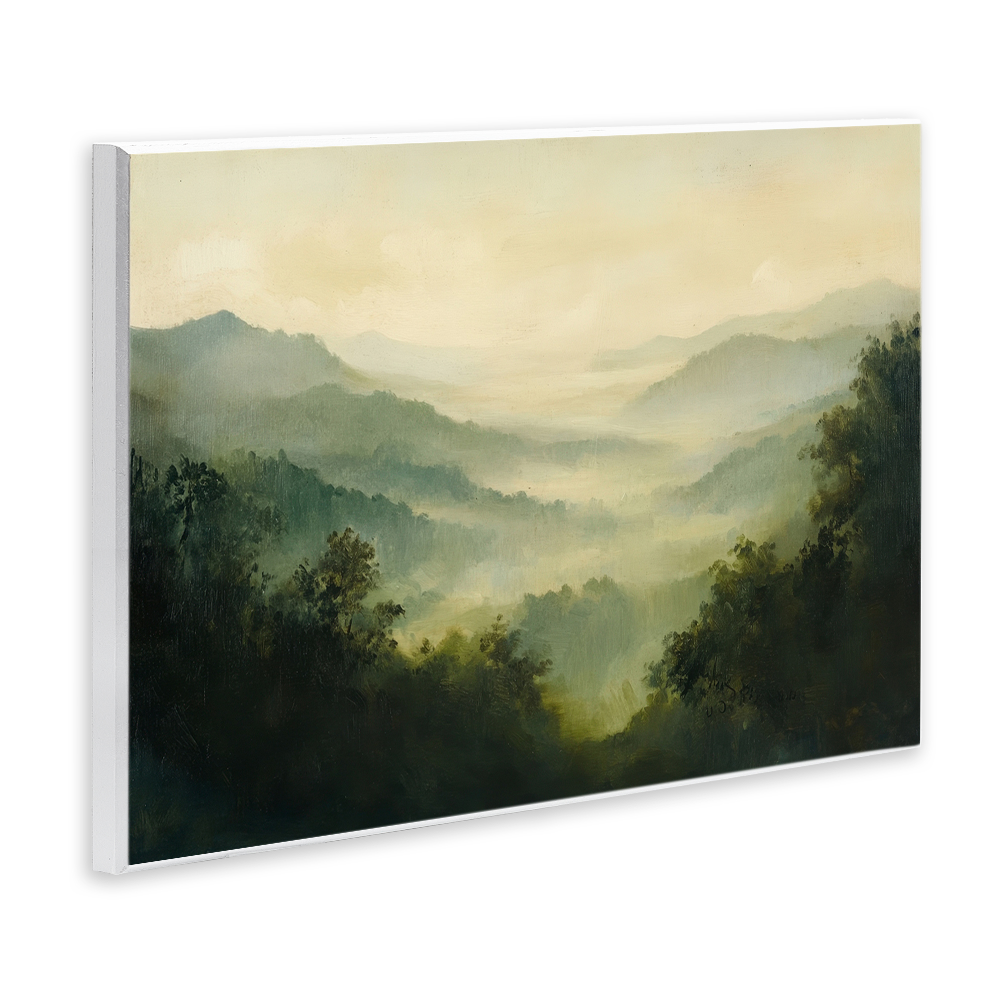 Through The Haze Landscape Wall Plaque Art, design by Petal Prints Design